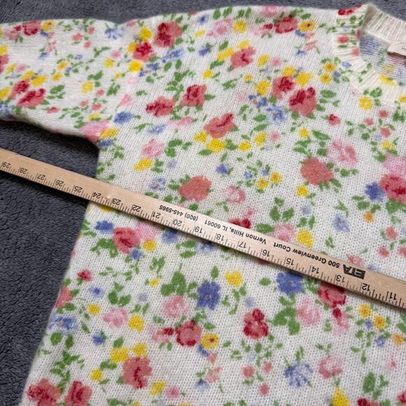 Sezane Peonies Floral Sweater Paulie Wool Mohair Blend Womens L Crew Neck Cozy - Picture 4 of 6